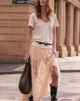 Spell Labyrinth Lace Maxi Skirt Peach Bliss          