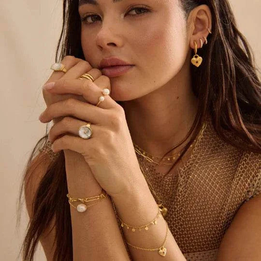 Murkani Cosmic Love Large Love You Heart Earrings Gold