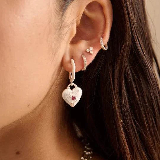 Murkani Cosmic Love Large Love You Heart Earrings Silver