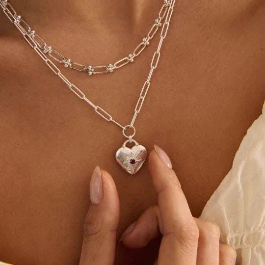 Murkani Cosmic Love Large Love You Heart Necklace Silver