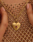 Murkani Cosmic Love Large Love You Heart Necklace Gold