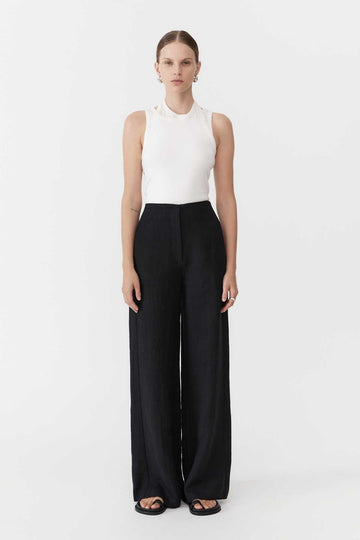 Agni Linen Wide Leg Pants Black