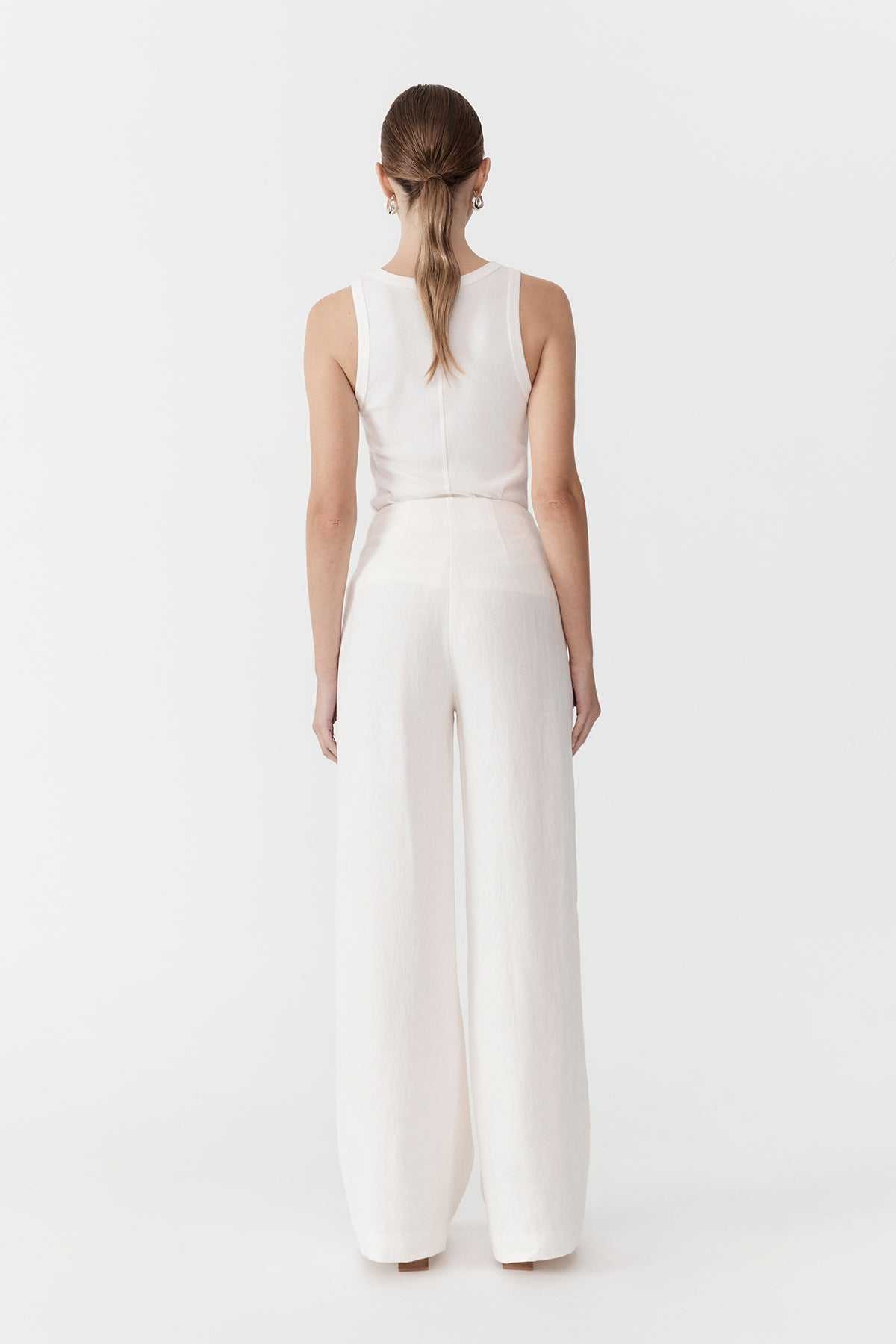 St. Agni Linen Wide Leg Pants Ivory