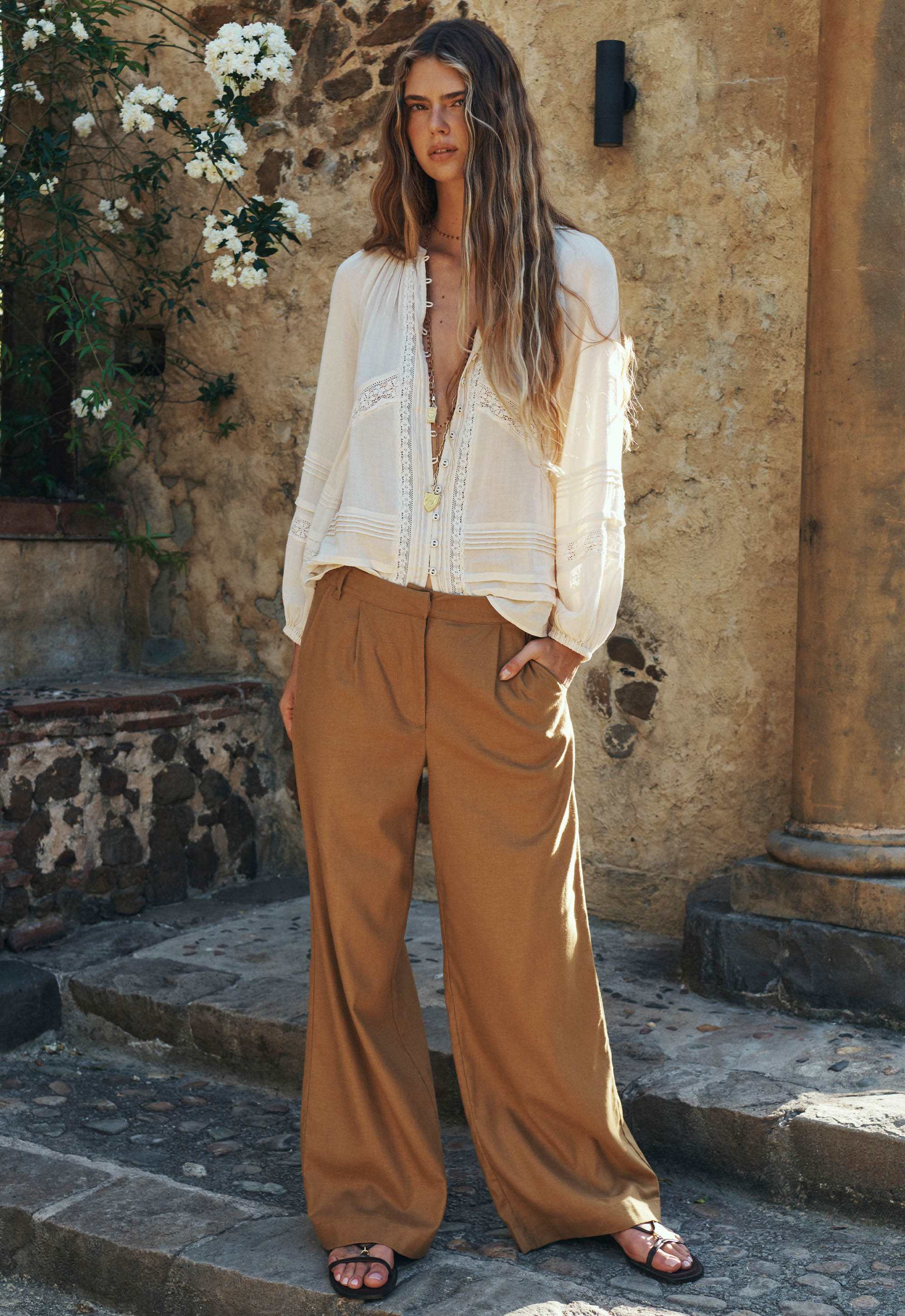 Spell London Pleated Pant Tan
