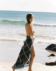 Land Essentials Check Sarong Midnight Silk