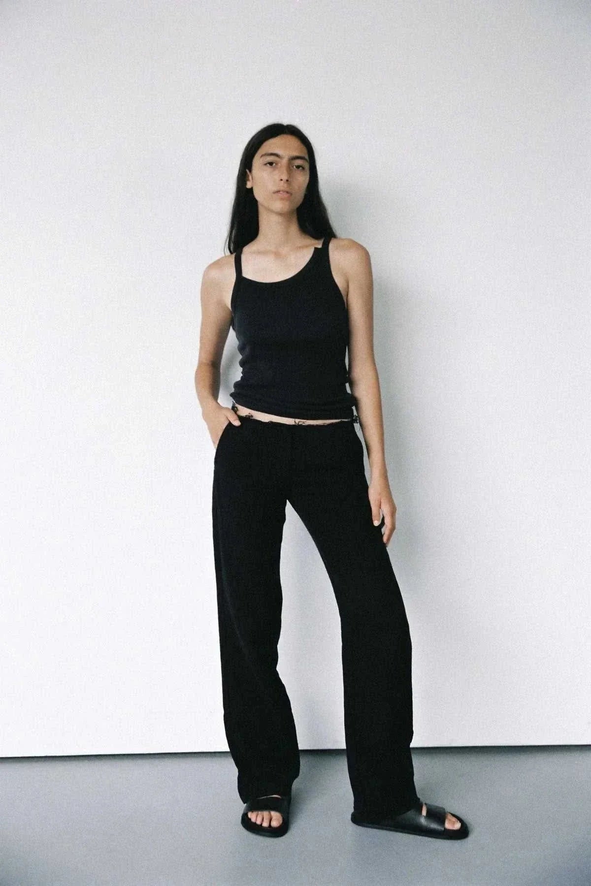 St. Agni Organic Cotton Abstract Singlet Black