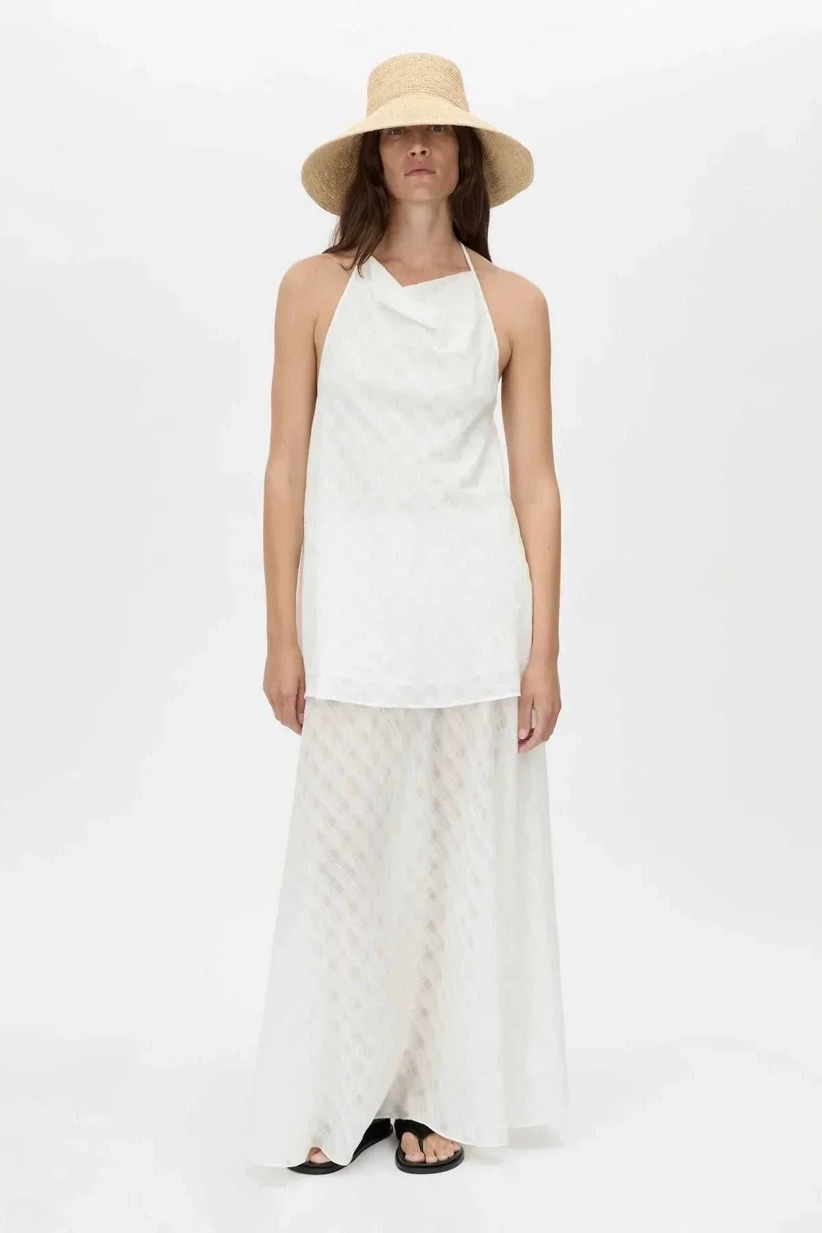 Camilla and Marc Louise Hankerchief Top Soft White Check