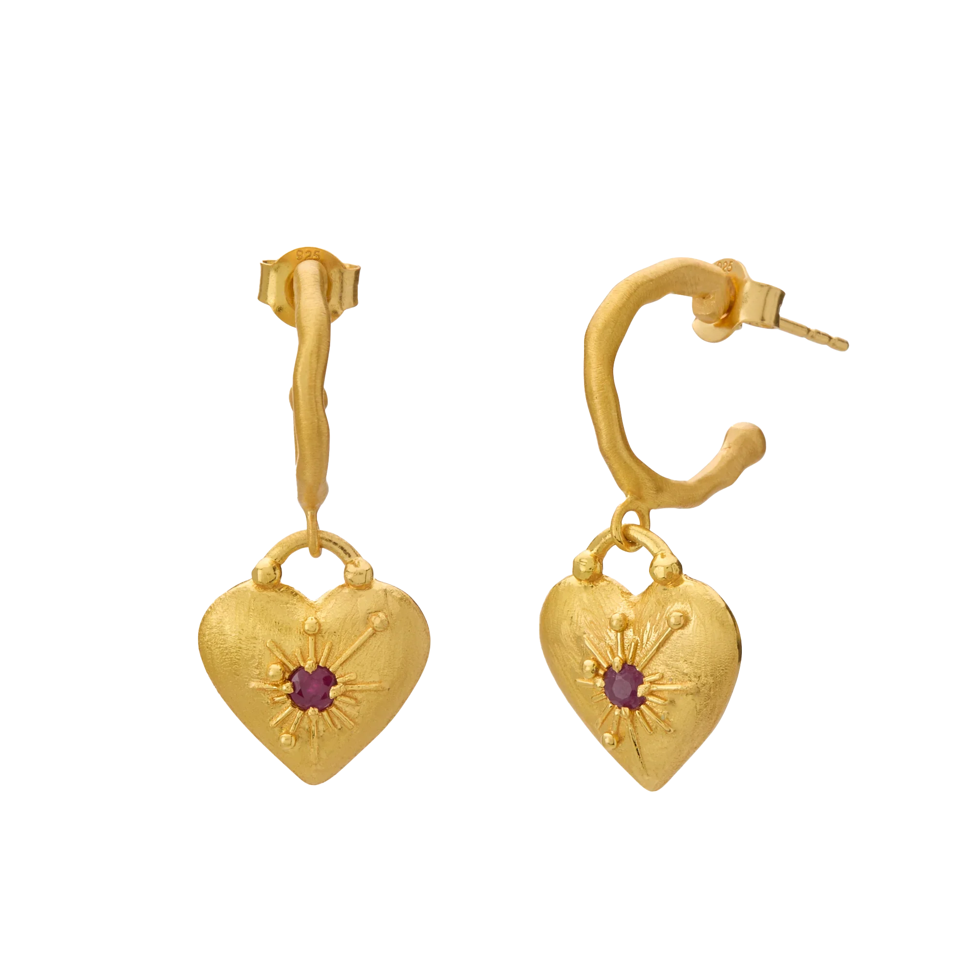 Murkani Cosmic Love Large Love You Heart Earrings Gold