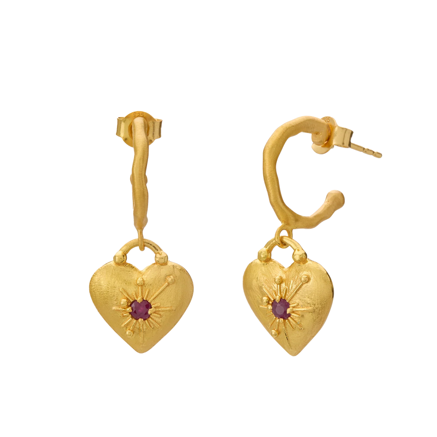 Murkani Cosmic Love Large Love You Heart Earrings Gold