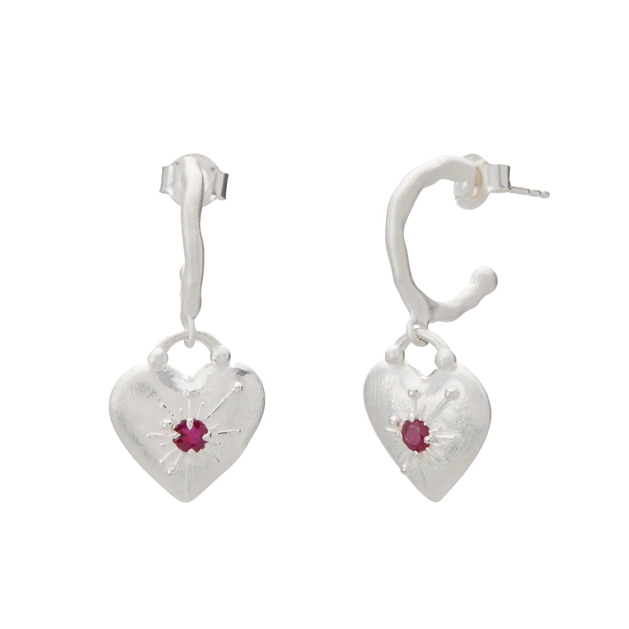 Murkani Cosmic Love Large Love You Heart Earrings Silver