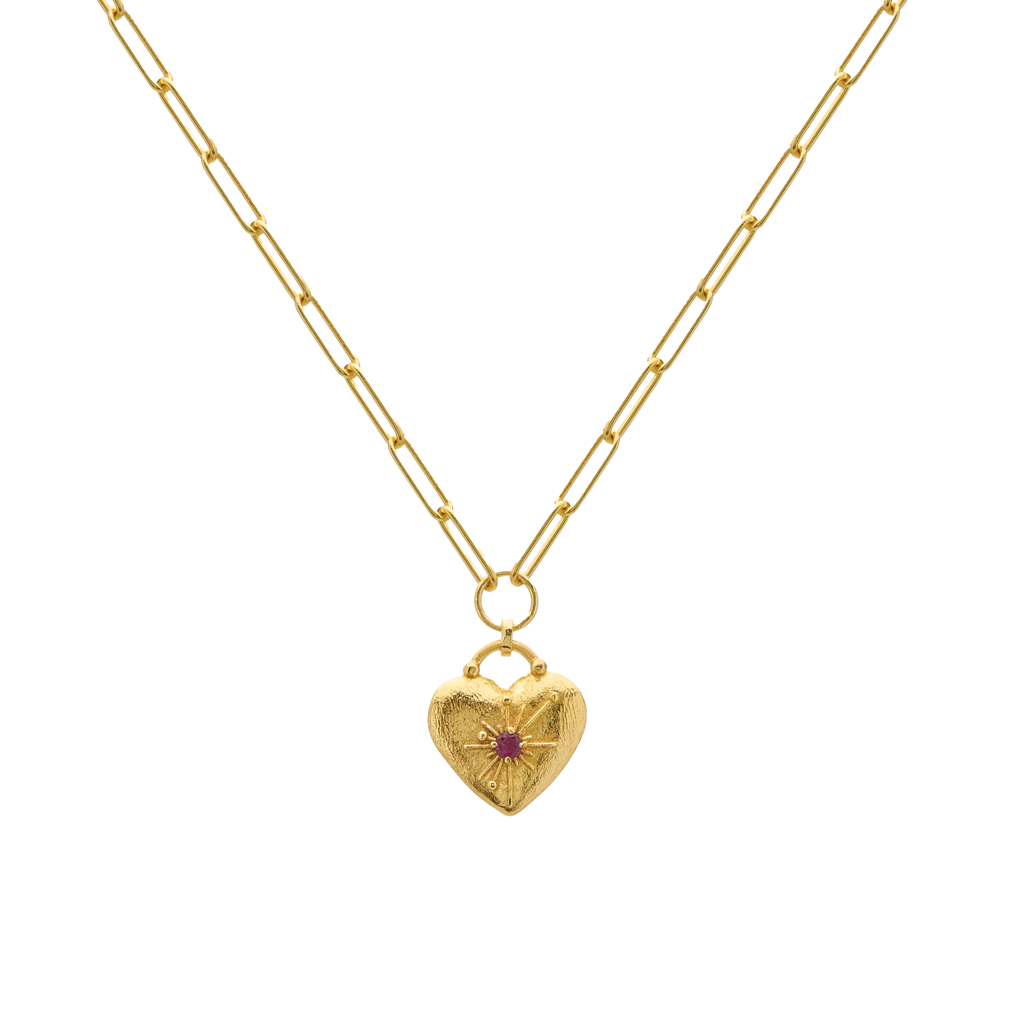 Murkani Cosmic Love Large Love You Heart Necklace Gold