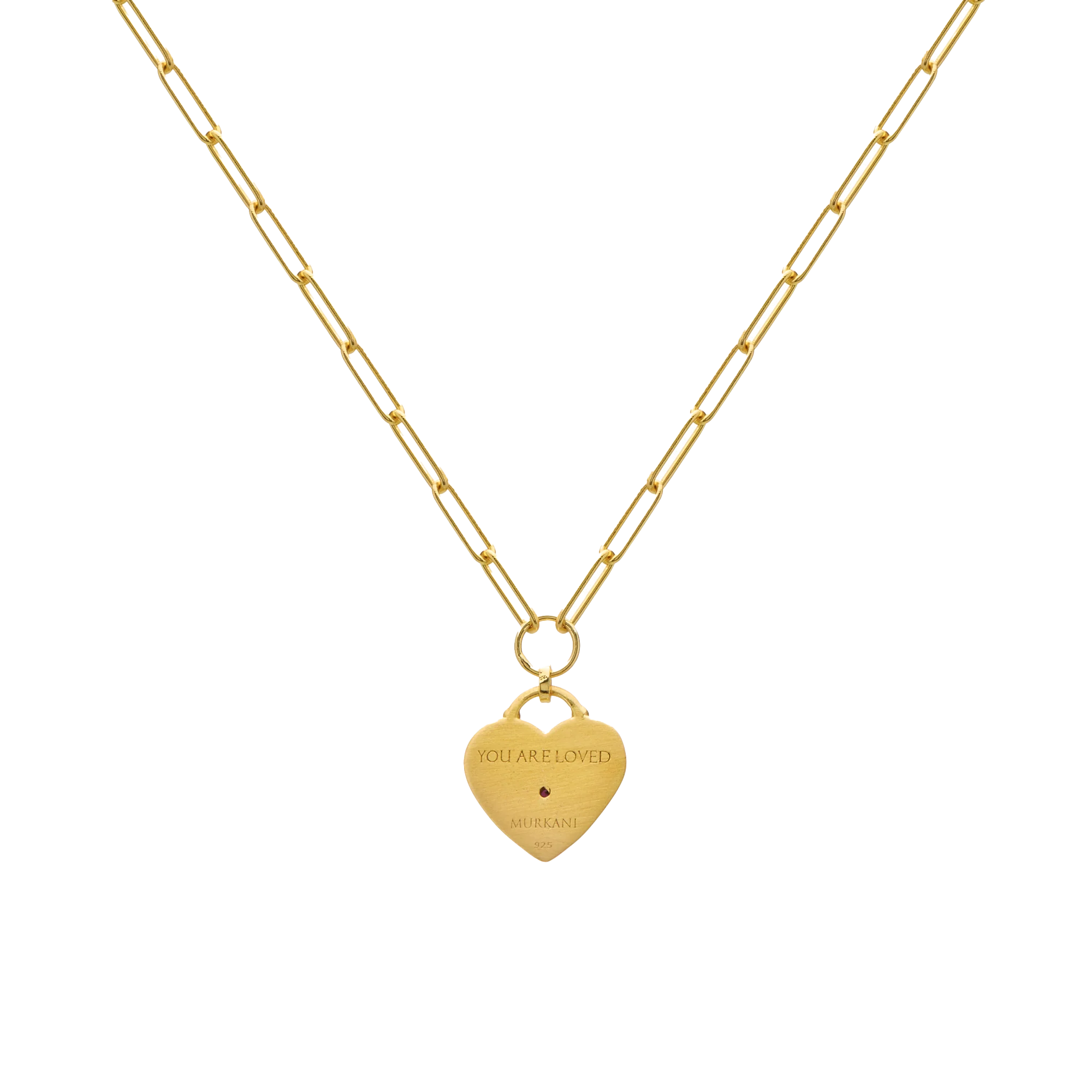 Murkani Cosmic Love Large Love You Heart Necklace Gold