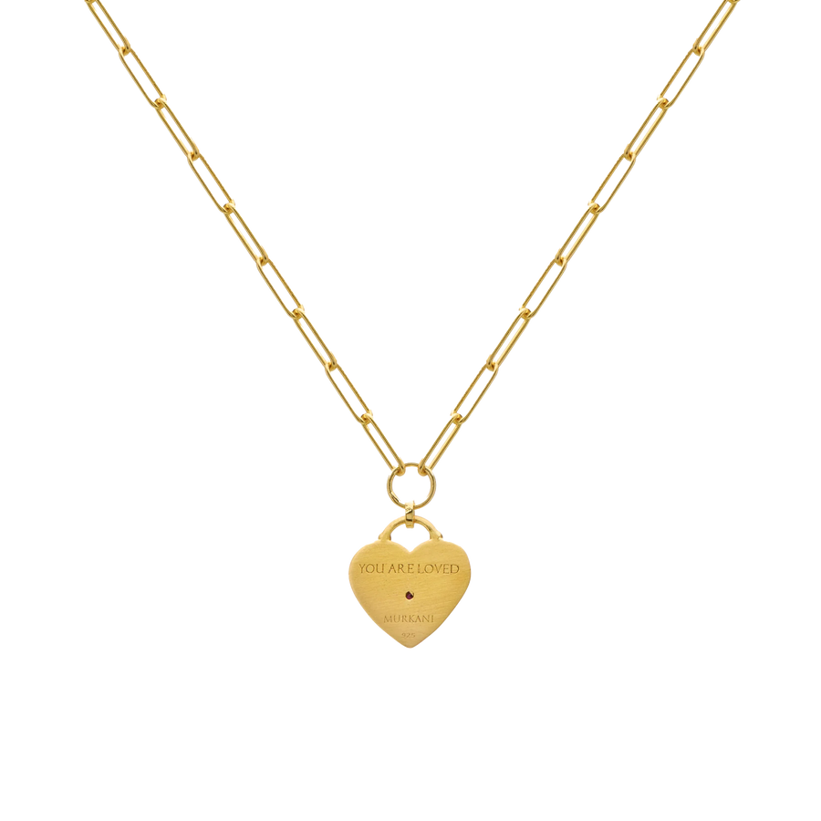 Murkani Cosmic Love Large Love You Heart Necklace Gold