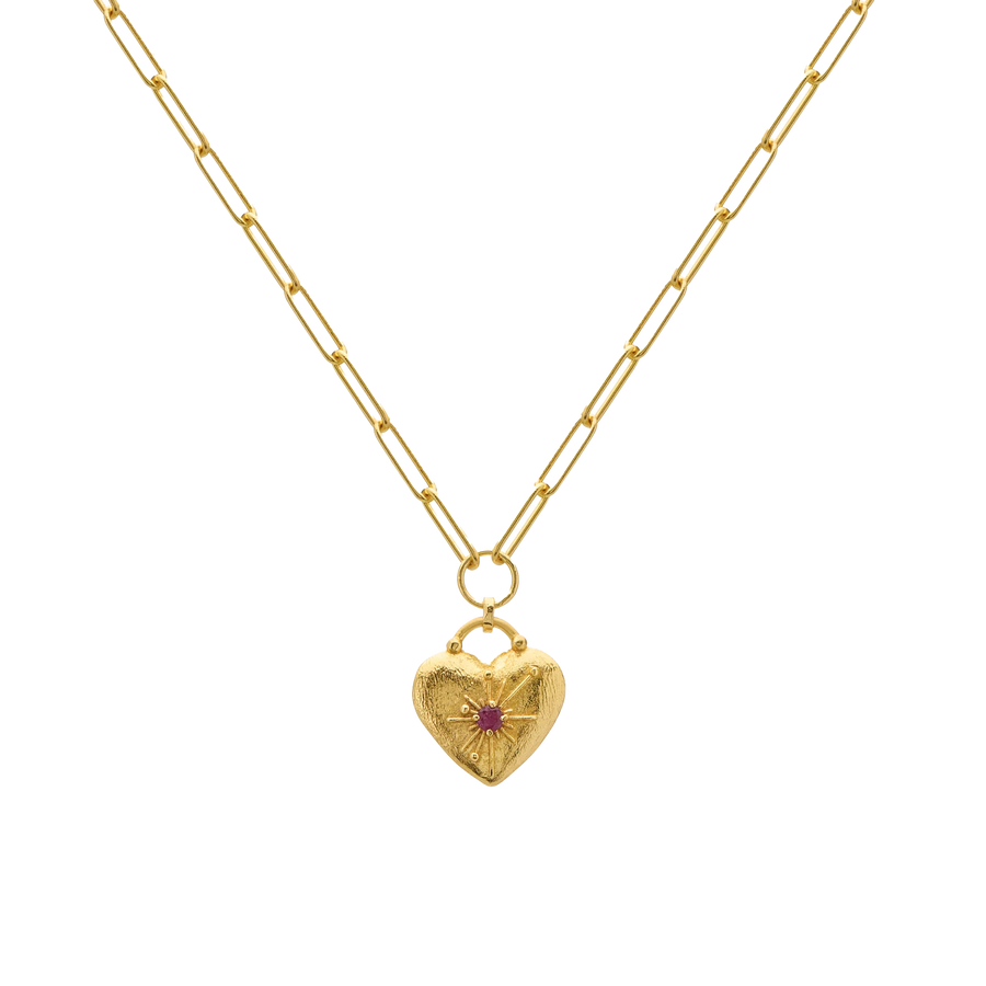 Murkani Cosmic Love Large Love You Heart Necklace Gold