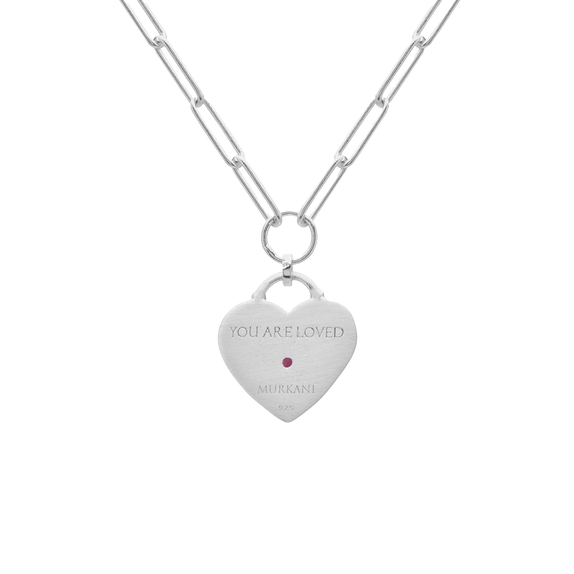 Murkani Cosmic Love Large Love You Heart Necklace Silver