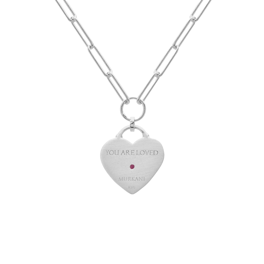 Murkani Cosmic Love Large Love You Heart Necklace Silver