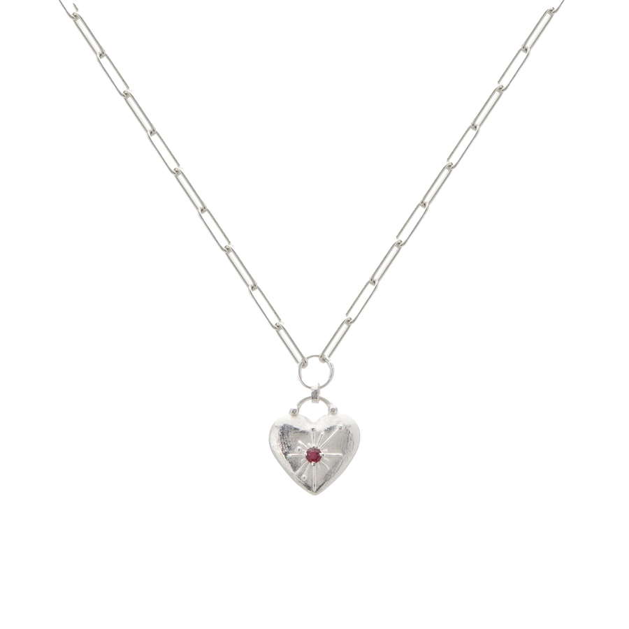 Murkani Cosmic Love Large Love You Heart Necklace Silver