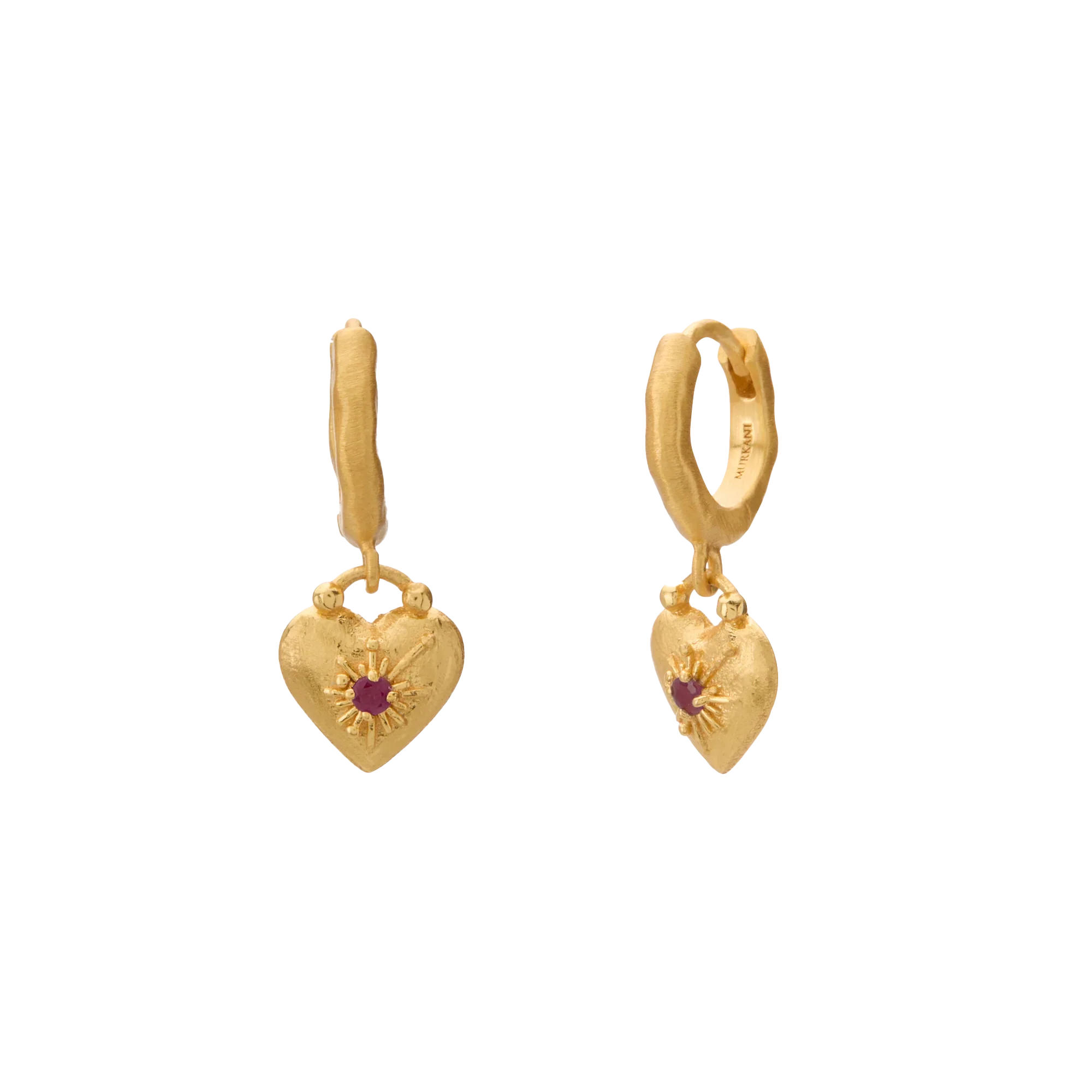 Murkani Love You Small Heart Huggie Earrings Gold