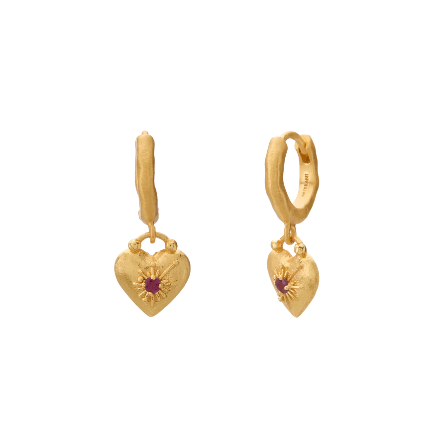 Murkani Love You Small Heart Huggie Earrings Gold