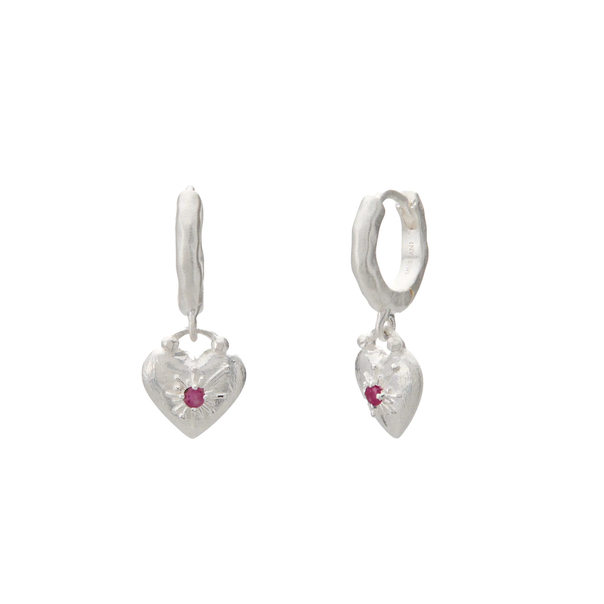Murkani Love You Small Heart Huggie Earrings Silver