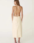 Rowie Lucia Linen Midi Dress Butter Creme