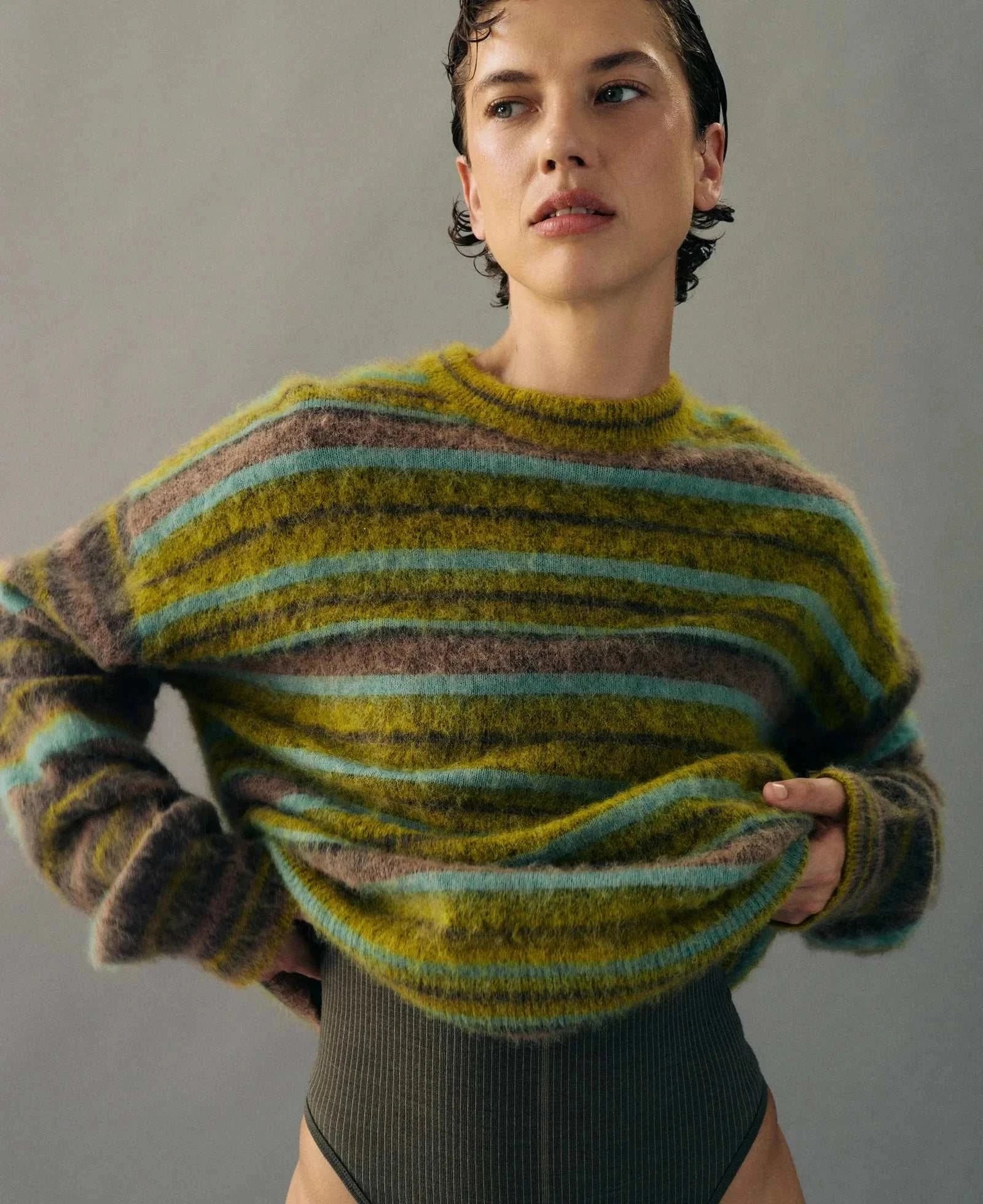 Nagnata Alpaca Stripe Sweater Antique Moss