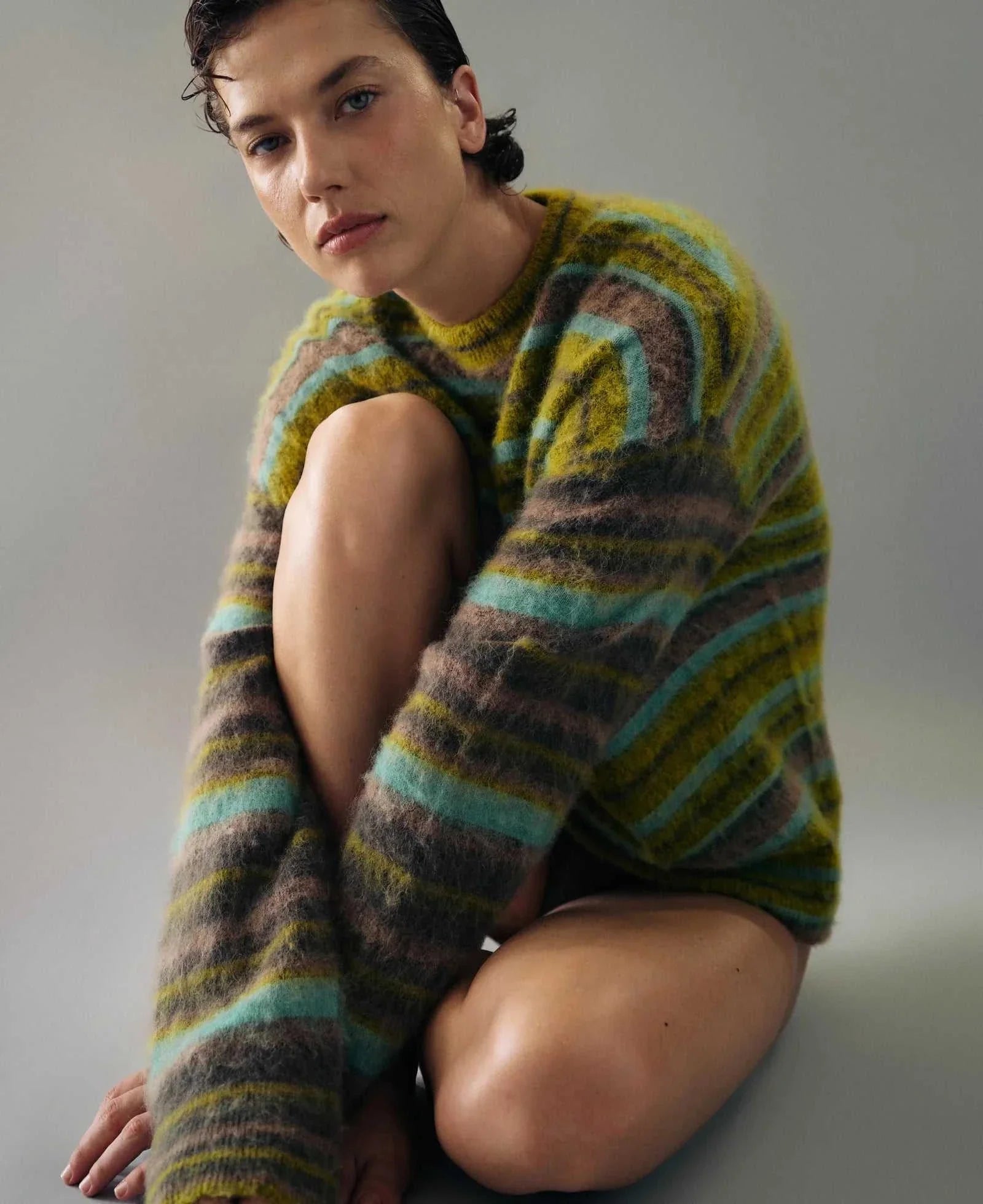 Nagnata Alpaca Stripe Sweater Antique Moss