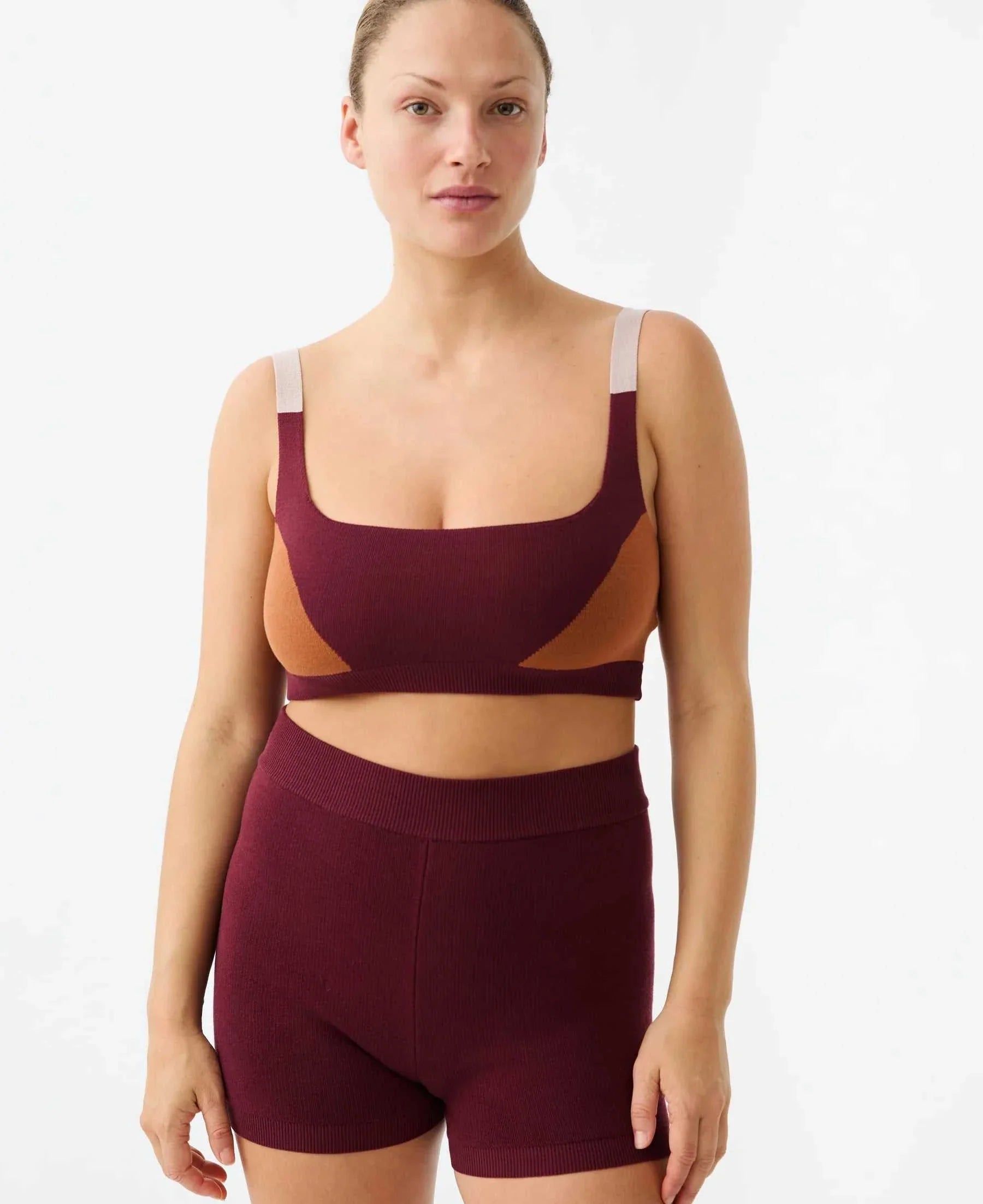 Nagnata Organic Colour Block Bralet Mulberry