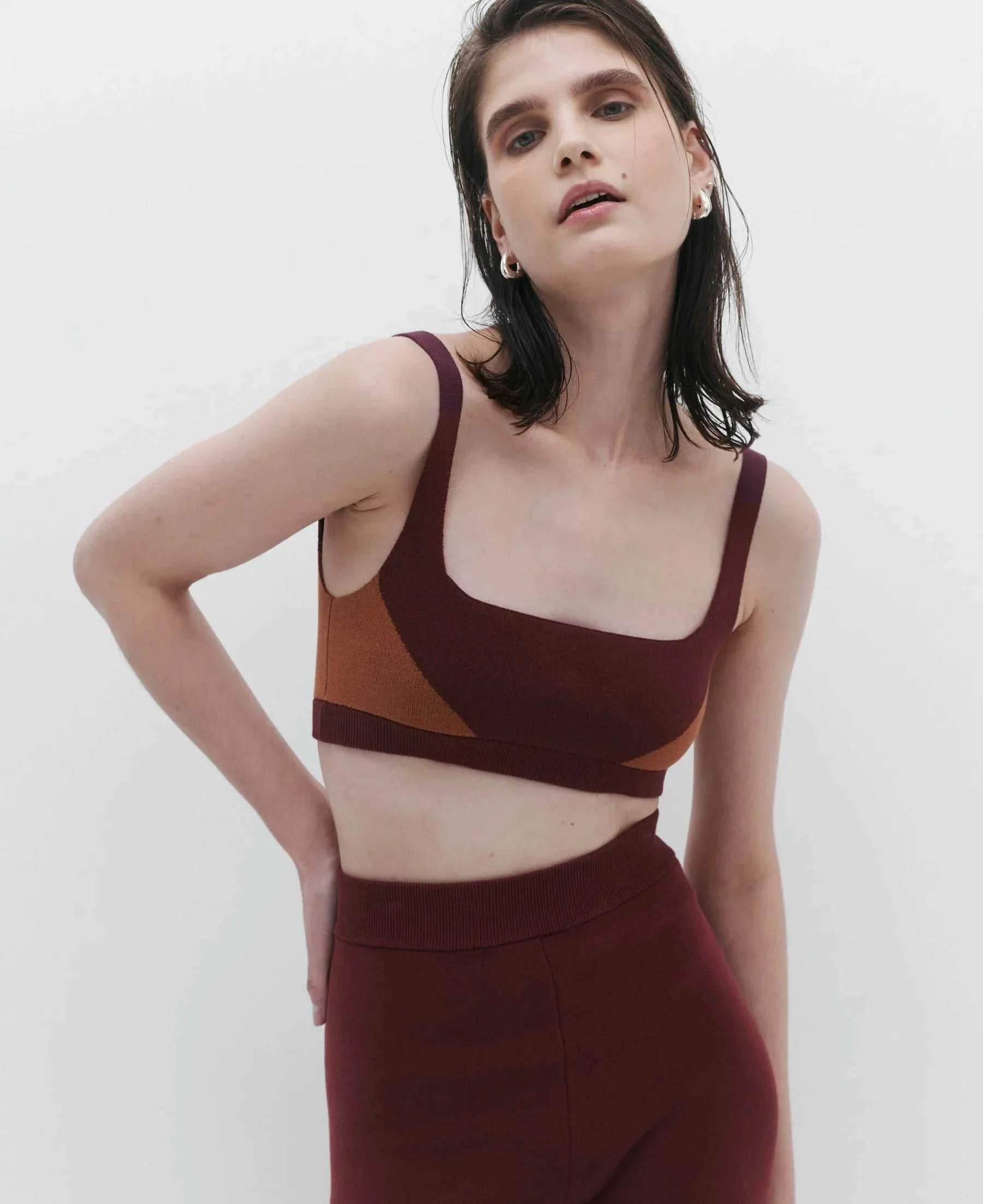 Nagnata Organic Colour Block Bralet Mulberry