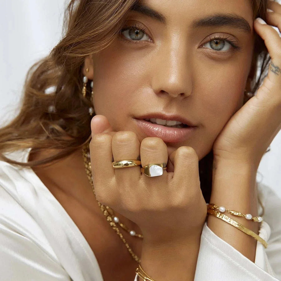 Arms of Eve Cleo Gold and Mother of Pearl Ring