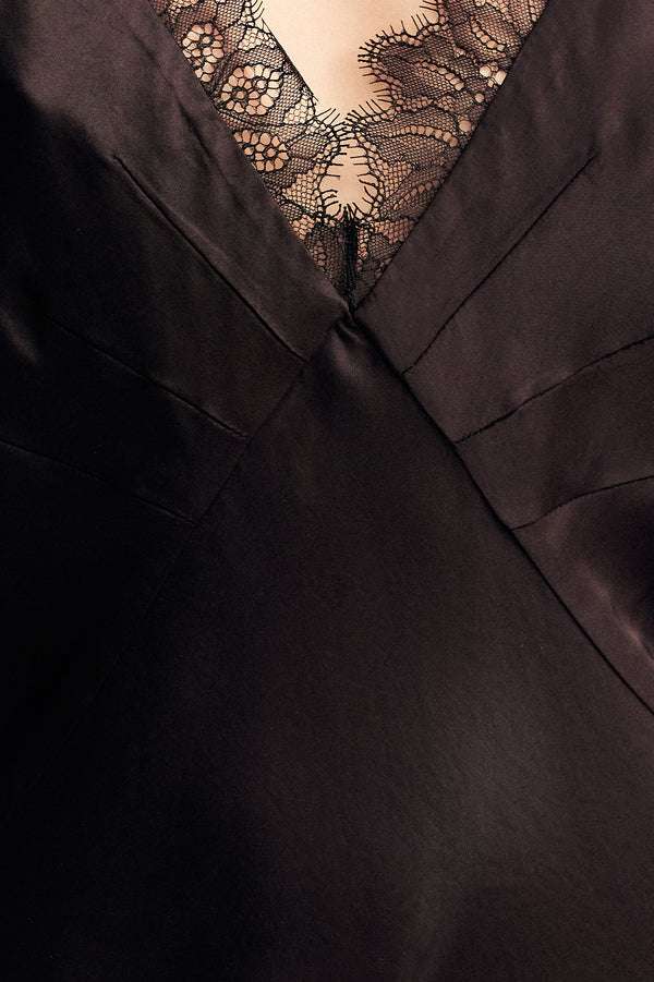 Shona Joy Maisie Lace Slip Mini Dress Black