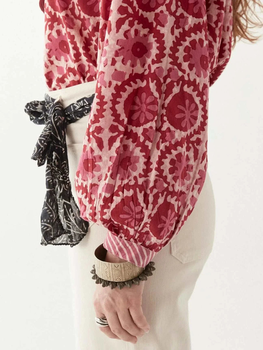 Maison Hotel Leandra Blouse Flamingo Grooves Hot Pink