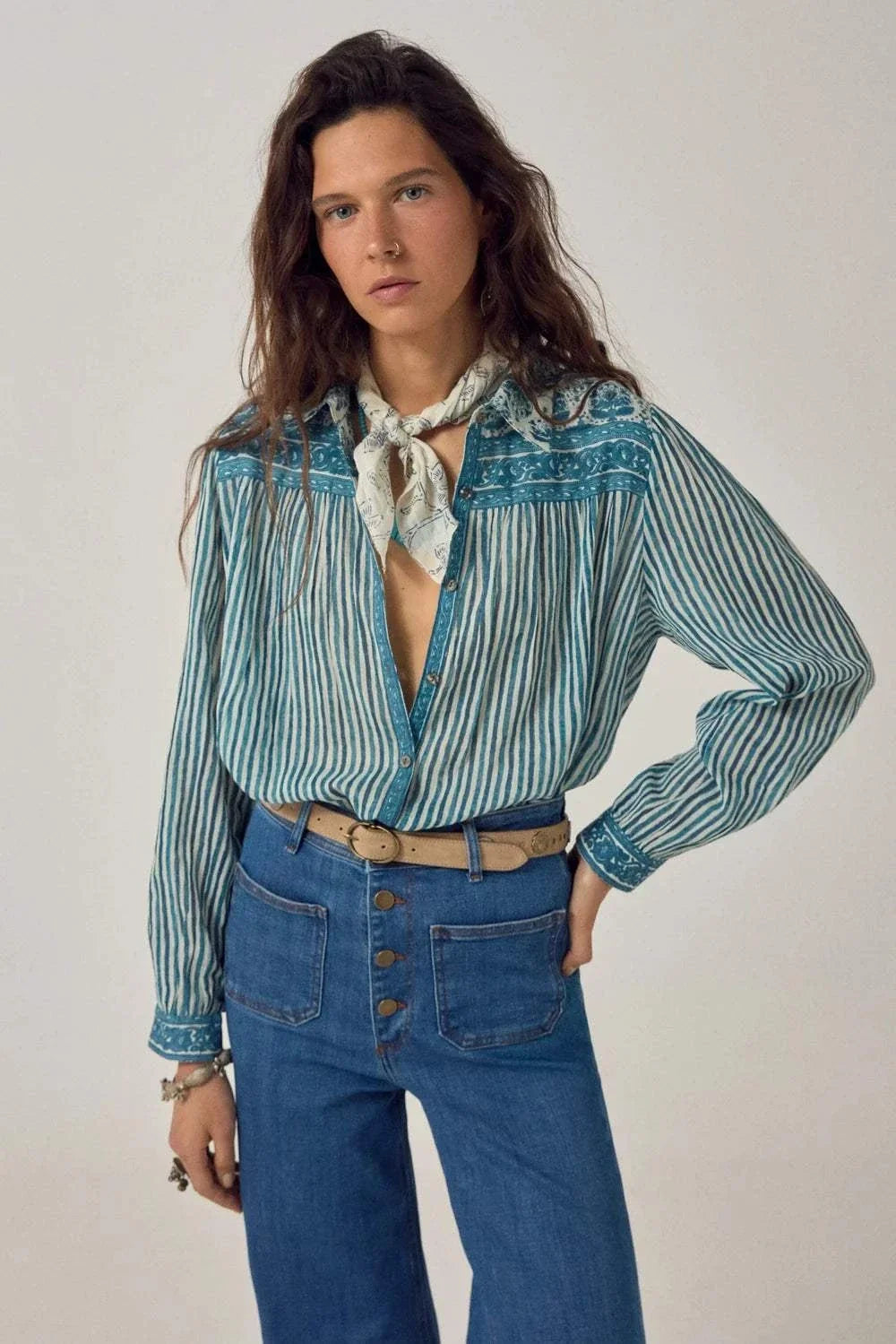 Maison Hotel Maria Shirt Mediterranean Stripes Blue Ink