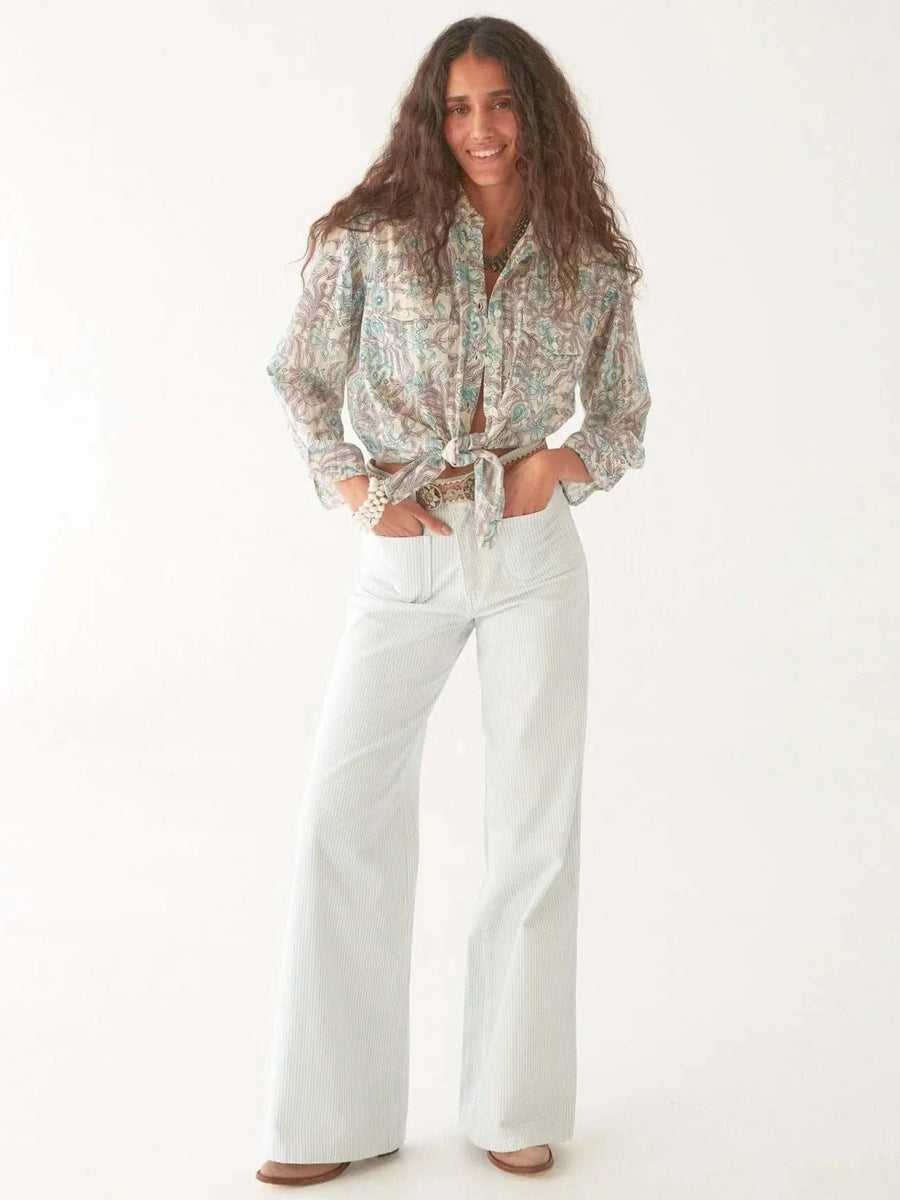 Maison Hotel Ramona Blouse Purple Paradise Hawaiian Blue