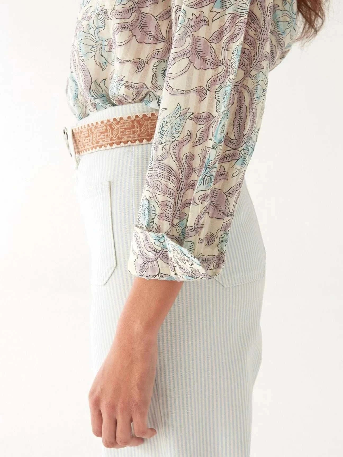 Maison Hotel Ramona Blouse Purple Paradise Hawaiian Blue