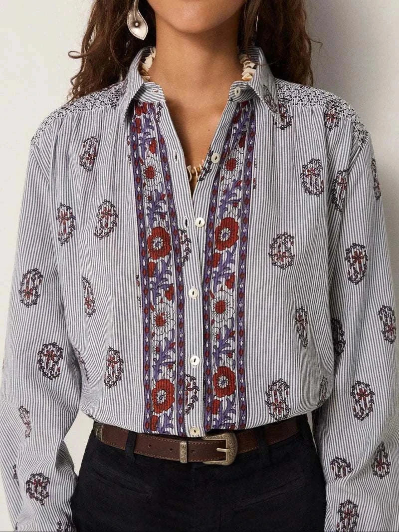 Maison Hotel Sophie Blouse Striped Meadow