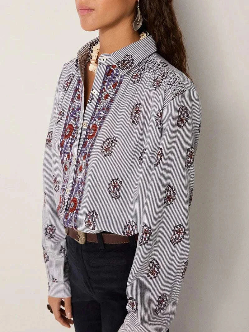 Maison Hotel Sophie Blouse Striped Meadow