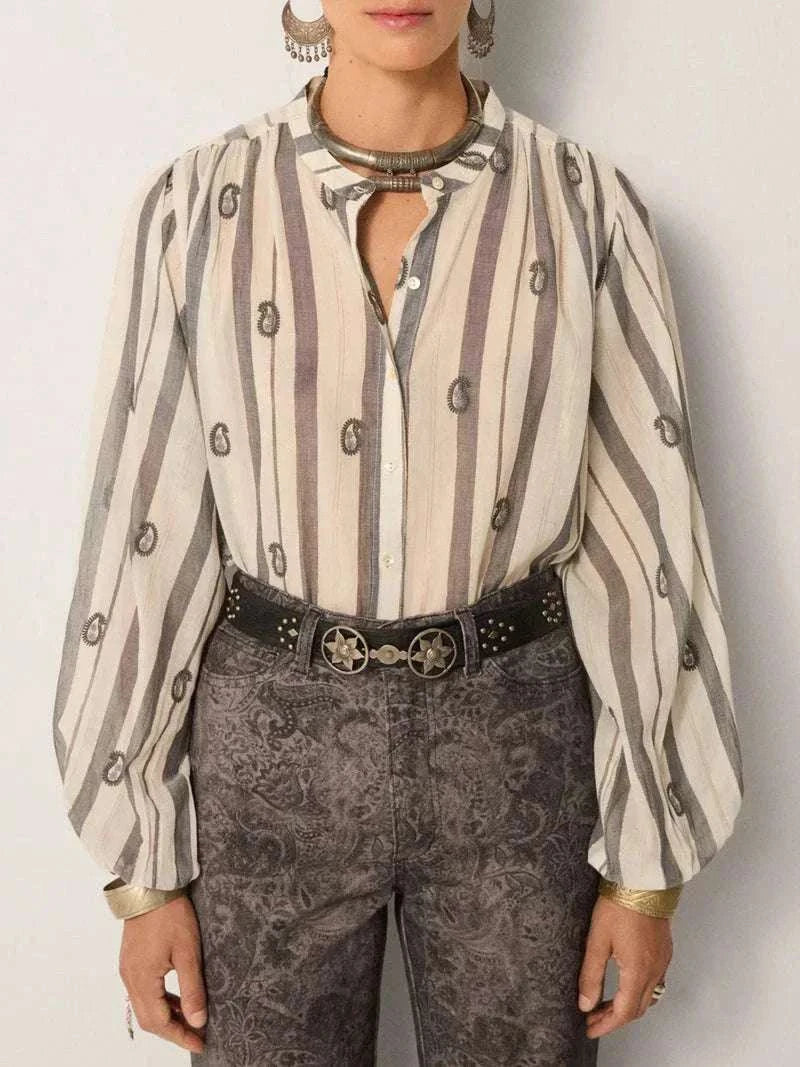 Maison Hotel Perla Blouse Ivory Paisley