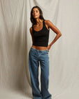 Perfectwhitetee Mia Fine Varigated Rib Tank Black