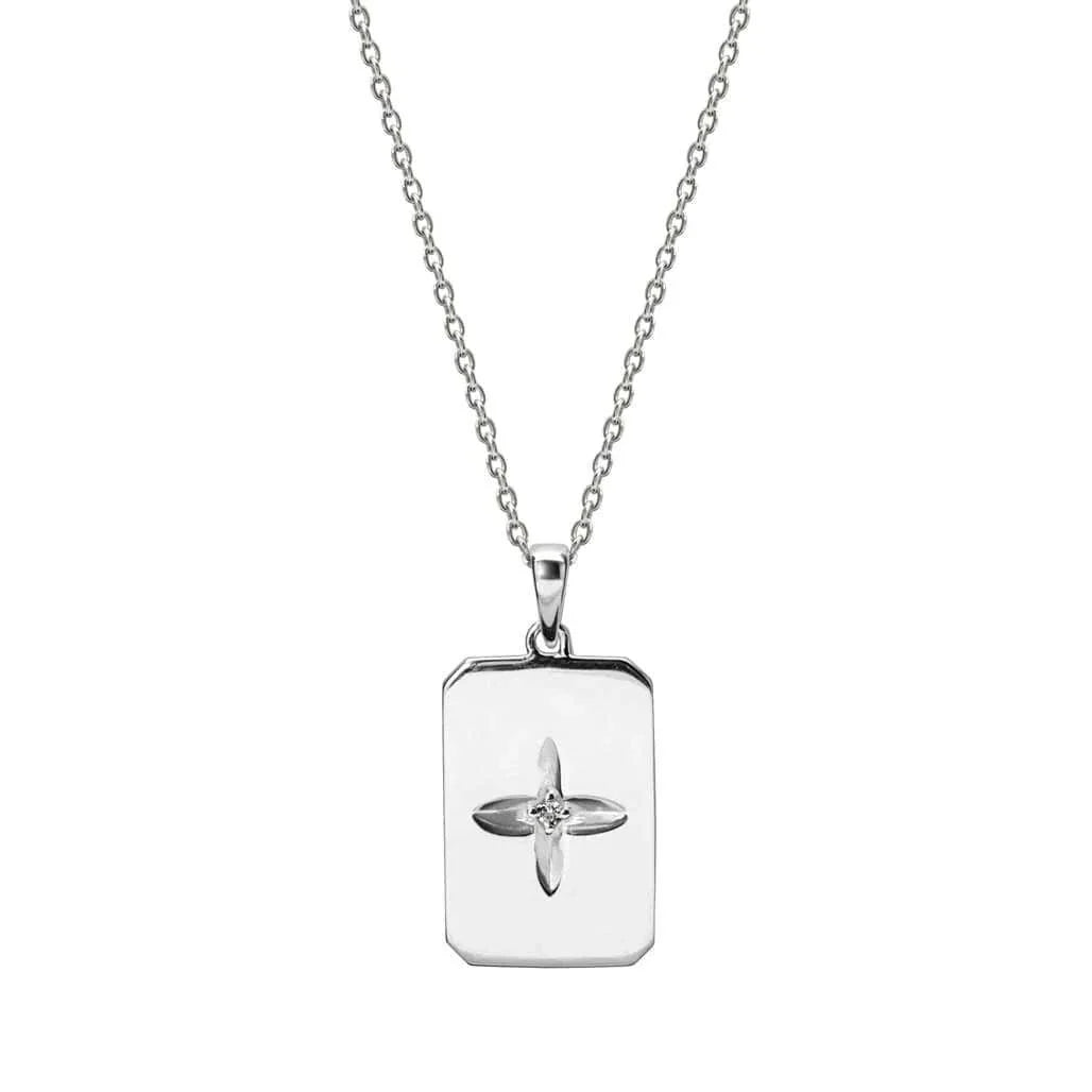 Murkani Desert Flower Rectangle Necklace Sterling Silver