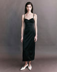 Courtney Zheng Margot Satin Bullet Bra Midi Dress Black