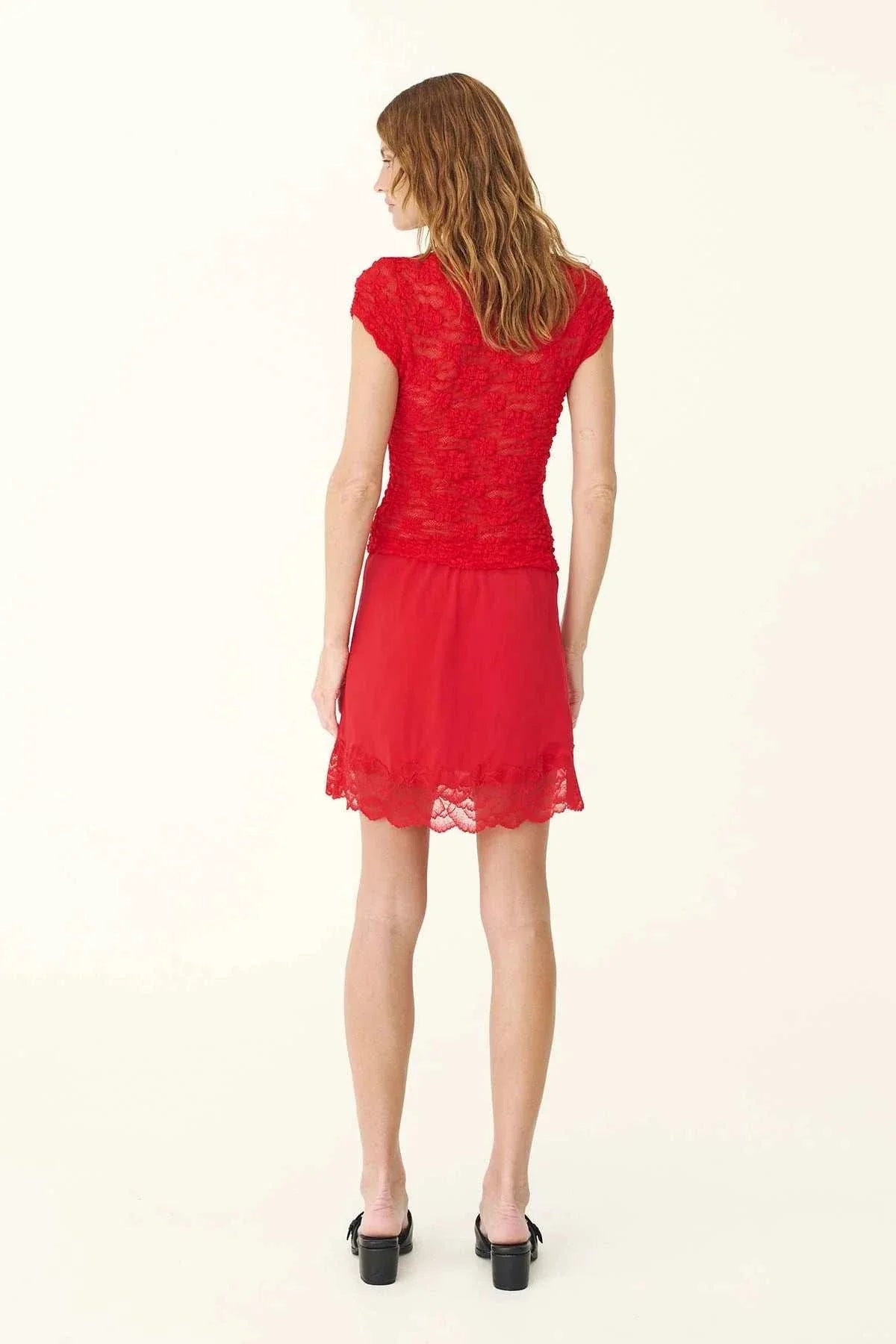 Rowie Marina Silk Mini Skirt Flame Red