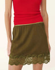 Rowie Marina Silk Mini Skirt Olive