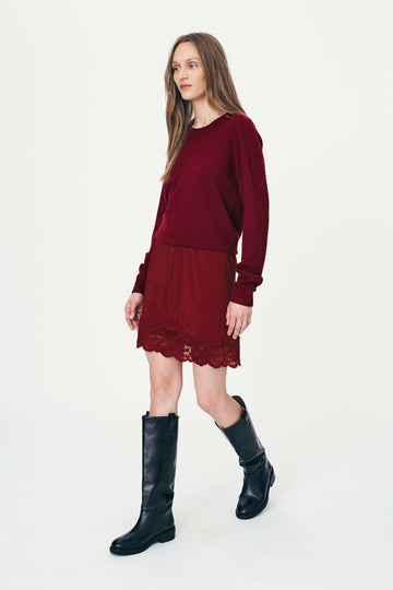 Rowie Marina Silk Mini Skirt Wine Red