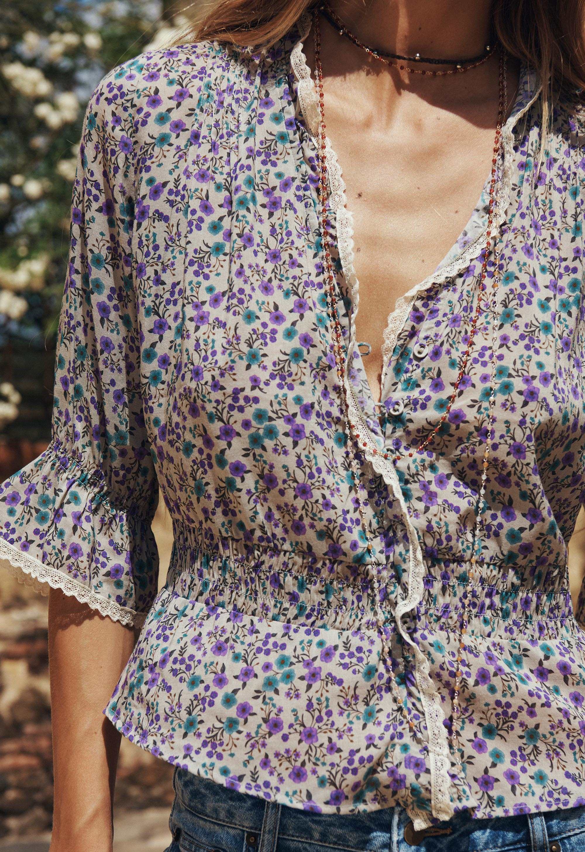 Spell Mimi Rose Blouse Violet Fields 