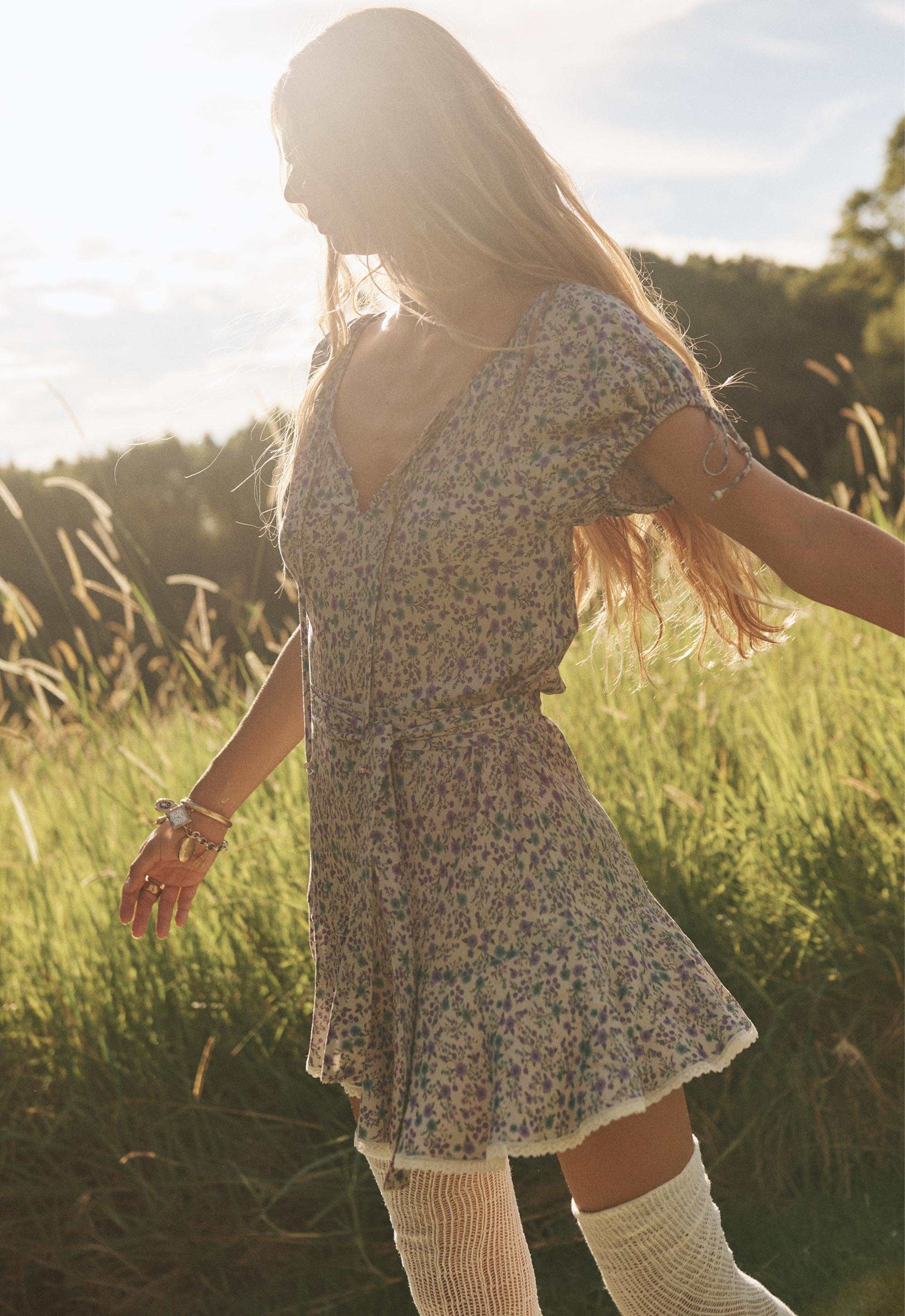 Spell Mimi Rose Mini Dress Violet Fields      