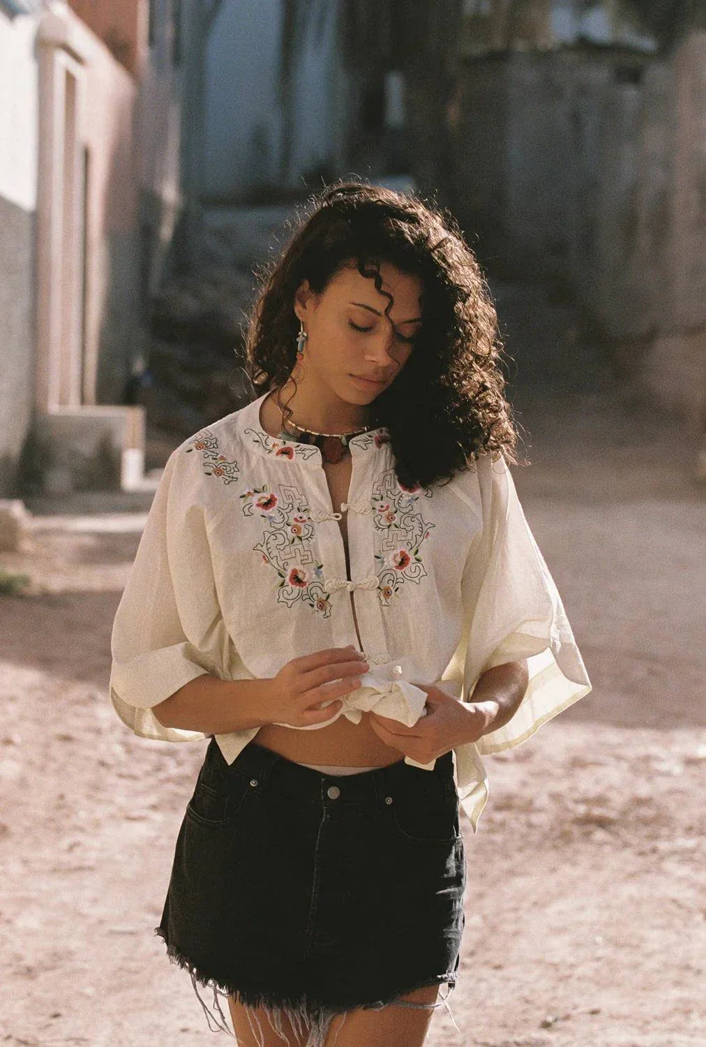 Kinga Csilla Reka Embroidered Berry Shirt