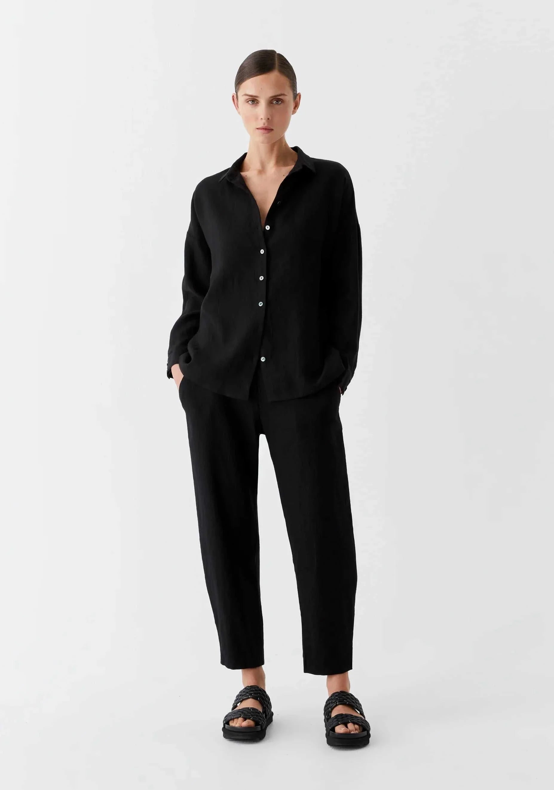 Morrison Jaxon Linen Shirt Black