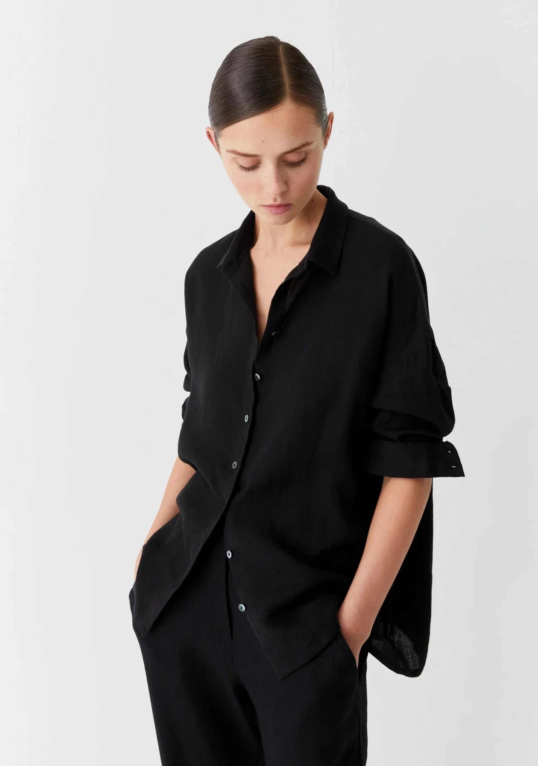 Morrison Jaxon Linen Shirt Black