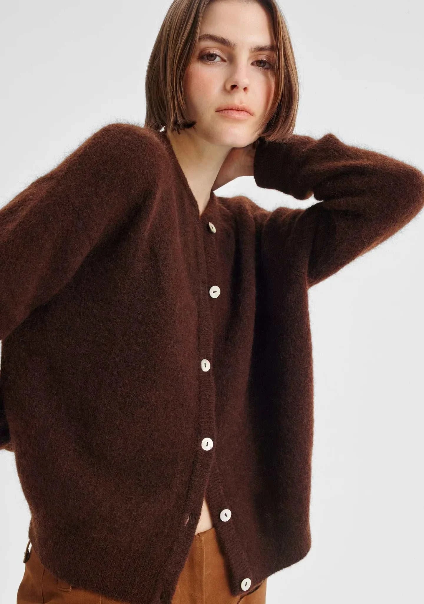 Morrison Albi Knit Cardigan Chocolate
